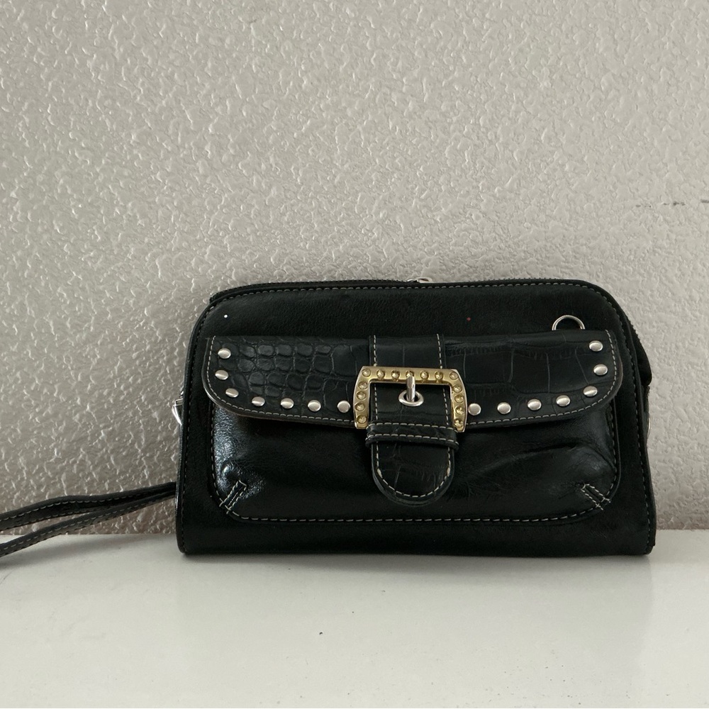 Kathy Van Zeeland Black Wristlet with Gold Buckle